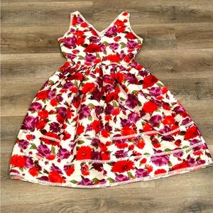 J. Peterman Floral Red and Purple Dress